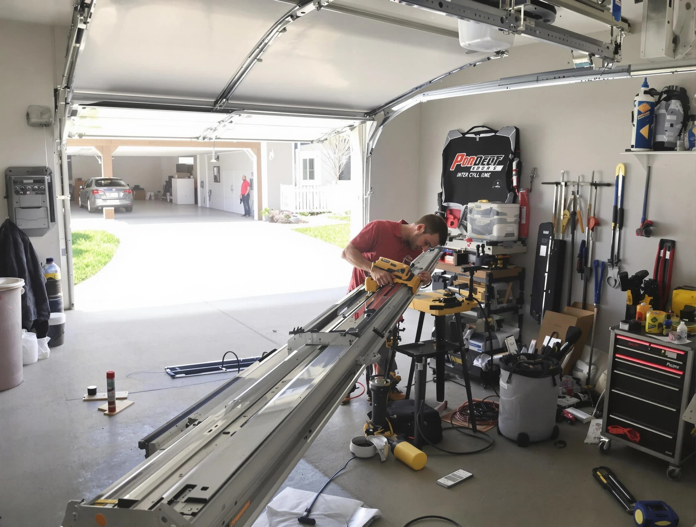 Brook Highland Garage Door Repair expert performing track repair in Brook Highland