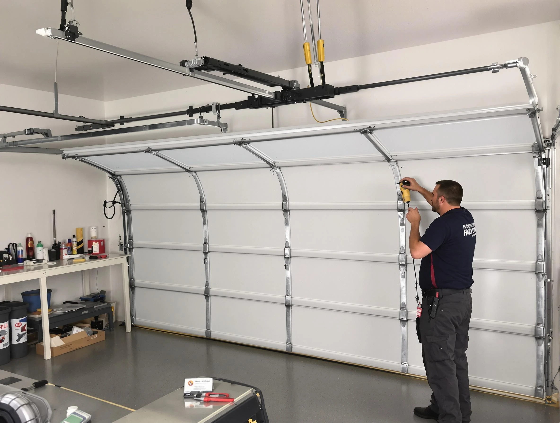 Brook Highland Garage Door Repair certified technician performing overhead door system repair in Brook Highland